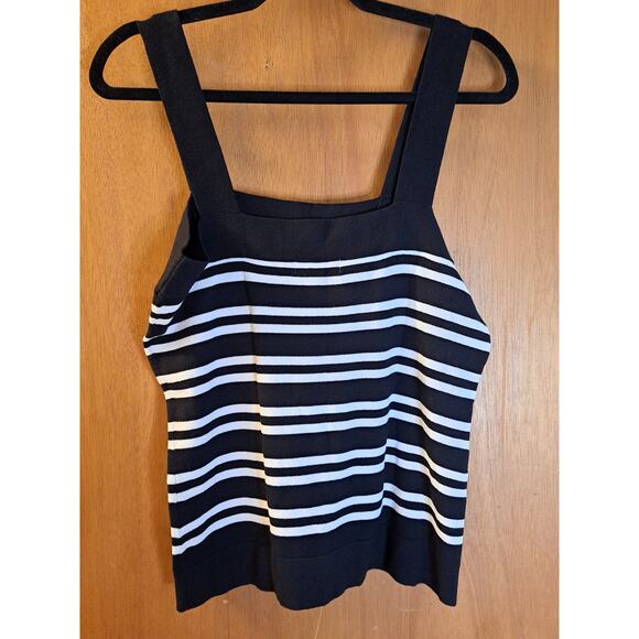 Women's Dress Barn Black and White Striped Tank Top Size Large - Picture 3 of 6